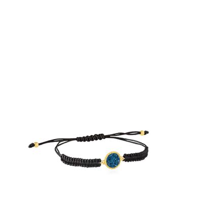 Gold bracelet and sky cord with blue ducado mother of pearl