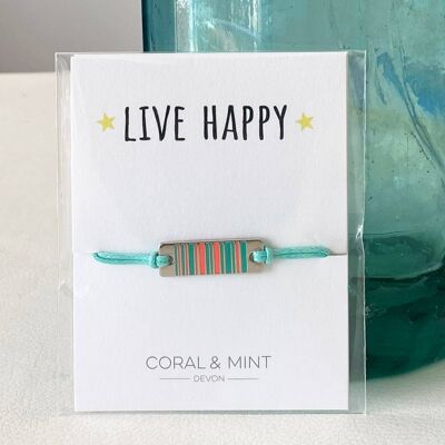 Live Happy -Mint and coral , sku013