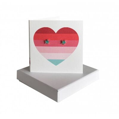 Love Heart Card - Turquoise Sparkly Enamel Studs , sku031
