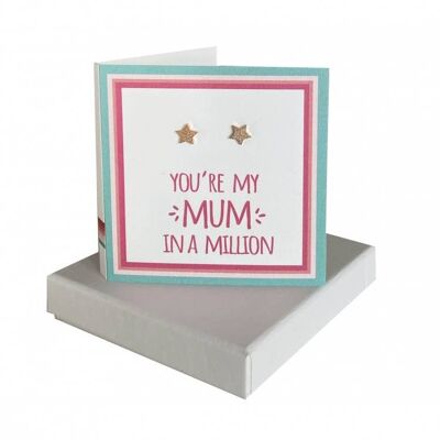 Mum in a Million Card - Gold Sparkly Stars