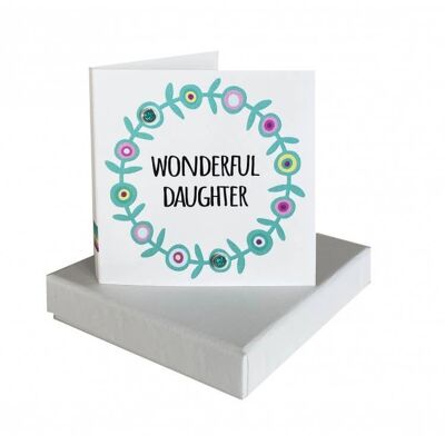 Wonderful Daughter Card- Turquoise Sparkly Enamel Studs , sku045