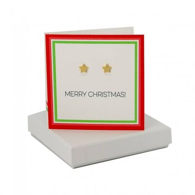 Merry Christmas Card- Gold Sparkly Star Studs , sku075