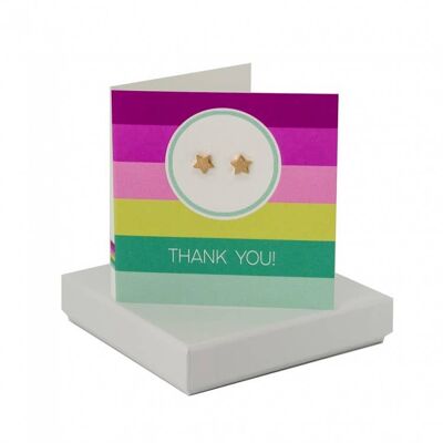 Thank You Circle Stripe Card - Gold Sparkly Star Studs , sku084