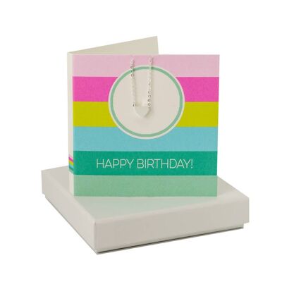 Happy Birthday Circle Stripe Pastel Card - Heart Necklace , sku089