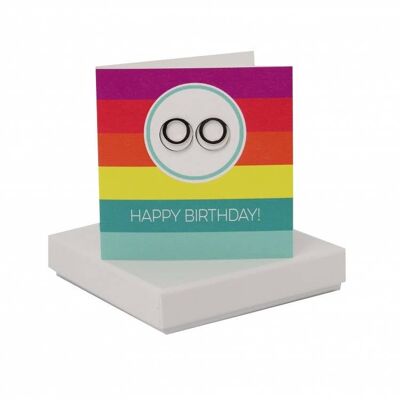 Happy Birthday Bold Circle Stripe Card - Double Circle Ear , sku099