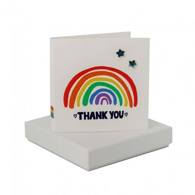 Rainbow Thank You Card - Blue Enamel Star Studs , sku102