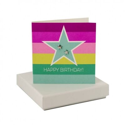 Happy Birthday Stripe Star Card - Star Studs , sku107
