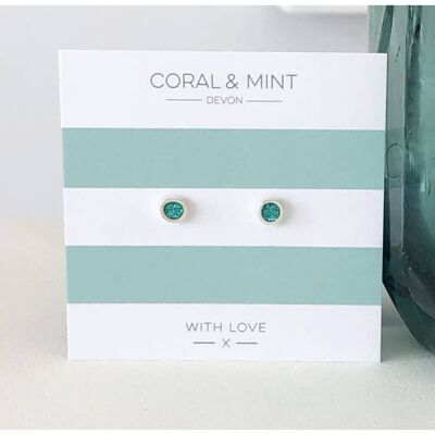 Turquoise Glitter Enamel Studs , sku115