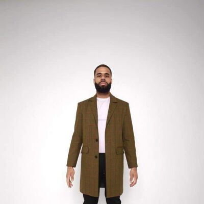 RAY - Mens Single Breasted Check Design Overcoat