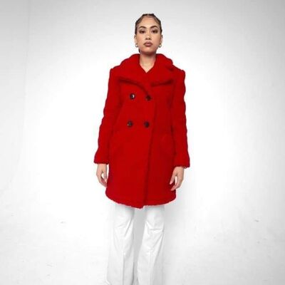 Janine Teddy Coat With Double Breasted Fit__Red / UK 20/EU 48/US 16