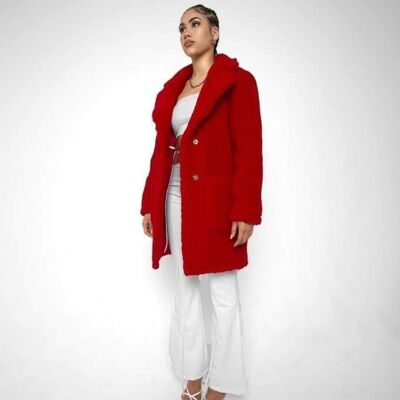 Jacqueline Cappotto Teddy oversize__Rosso / UK 20/EU 48/US 16