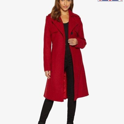 Dina Lapel Collar Duster Coat With Belt__Red / UK 20/EU 48/US 16