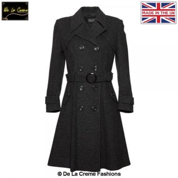 Trench-coat croisé en laine mélangée De La Creme pour femmes__Navy / UK 26/EU 54/US 22 1