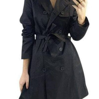Anastasia Cotton Blend Belted Trench Coat__Black / UK 16
