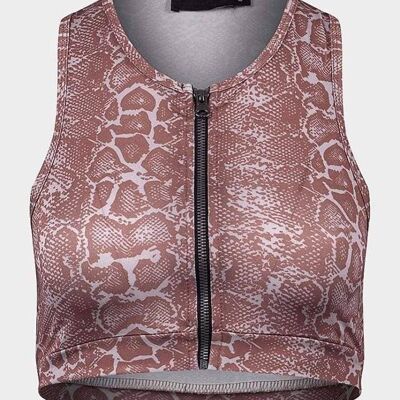 De La Creme - Damen Crop Top mit Animal-Print__XL (UK 18-20)