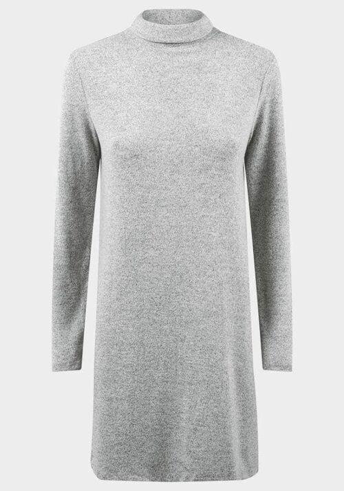 De La Creme - Womens Grey Soft Fleece Jumper Dress__L (UK 14-16)