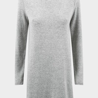 De La Creme - Damen Graues Weiches Fleece Pullover Kleid__L (UK 14-16)