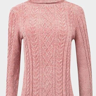 De La Creme - Maglione in ciniglia rosa con collo alto da donna__XL (UK 18-20)