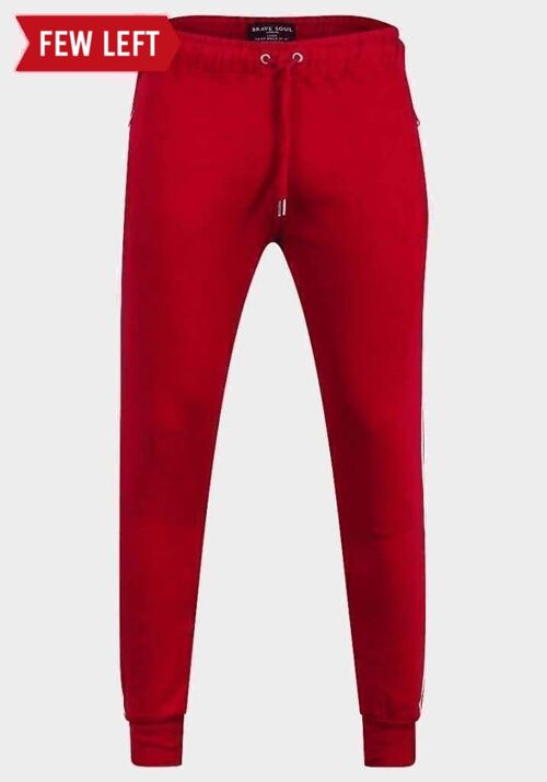 Brave Soul - Mens Red Piping Detail Slim Fit Joggers__XL