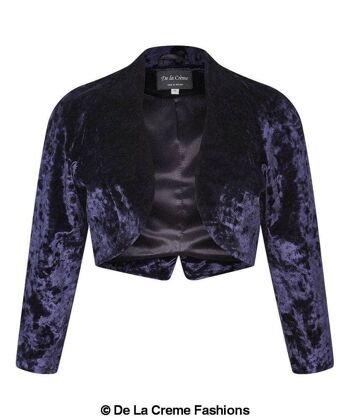 De La Creme - Womens Open Front Velvet Bolero__Purple / UK 16/EU 44/US 12 1