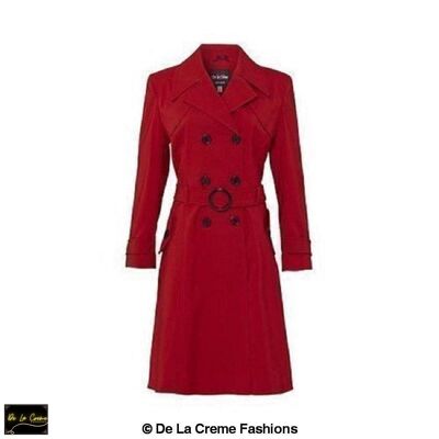 Vienna Double Breasted Trench Mac Coat__Red / UK 26/EU 54/US 22/6XL