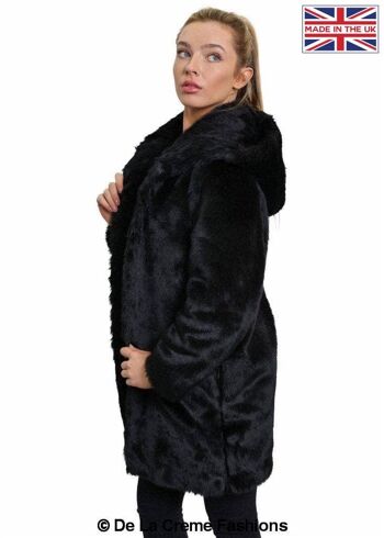 Manteau d'hiver à capuche pour femme en fausse fourrure de luxe __Grey / UK 18/EU 46/US 14 2