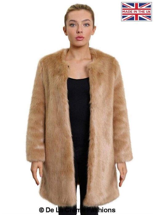 De La Creme - Womens Faux Fur Classic Coat__Grey / UK 18/EU 46/US 14