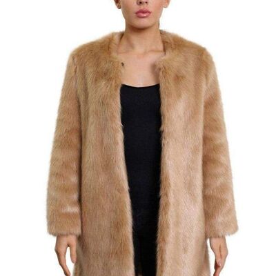 De La Creme - Damen Faux Fur Classic Coat__Grey / UK 18/EU 46/US 14