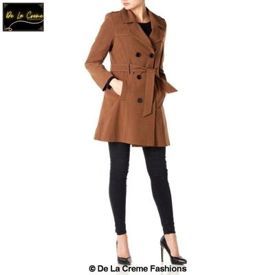 Womens Spring/Summer Double Breasted Trench Coat__Toffee / UK 24/EU 52/US 20