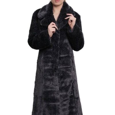 De La Creme - Damen Faux Fur Long Coat__Grey / UK 20/EU 48/US 16
