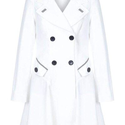 Manteau à double boutonnage Flarey Mac avec garniture en dents de chien pour femmes__Blanc / UK 20/EU 48/US 16