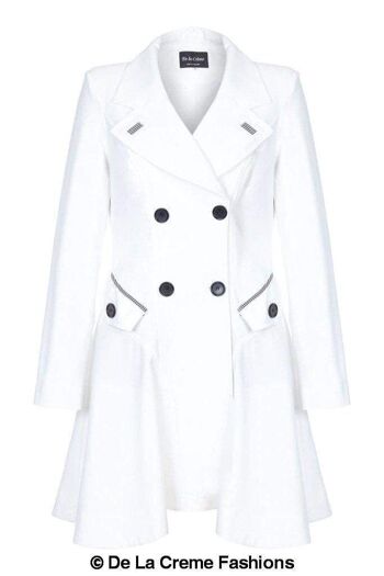 Manteau à double boutonnage Flarey Mac avec garniture en dents de chien pour femmes__Blanc / UK 20/EU 48/US 16 1