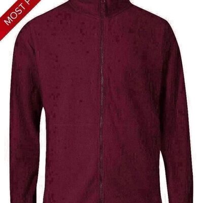 JB's Wear - Mens Burgundy Zip-Through Warm Fleece Jacket__Burgundy / 3XL
