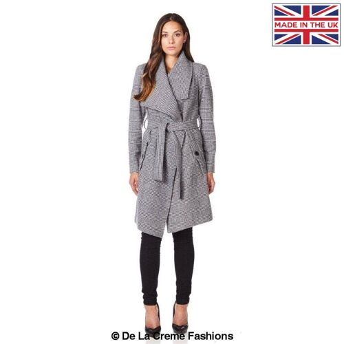 Womens Prince Of Wales Check Large Lapel Duster Coat__Prince Of Wales Check / UK 20/EU 48/US 16