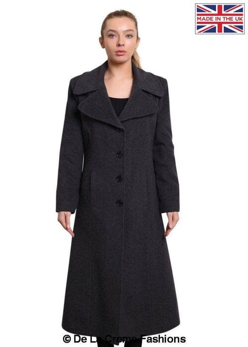 De La Creme - Womens Large Lapel Long Coat__Grey / UK 20/EU 48/US 16