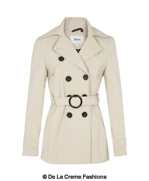 Womens Spring/Summer Double Breasted Short Coat__Stone / UK 20/EU 46/US 18/XXXL