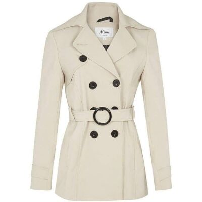 Womens Spring/Summer Double Breasted Short Coat__Stone / UK 20/EU 46/US 18/XXXL