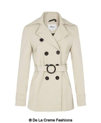 Manteau court à double boutonnage pour femme printemps/été__Stone / UK 20/EU 46/US 18/XXXL 1