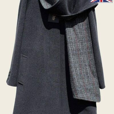SCARPIA - Abrigo de lana y cachemir con detalle de bufanda__Gris / UK 20 / EU 48 / US 16