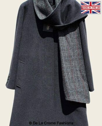 SCARPIA - Pardessus en laine et cachemire avec détail écharpe__Gris / UK 20/EU 48/US 16 1