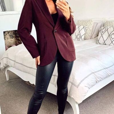 De La Creme - Damen Blazer Tailored Fit mit Patch Pocket__Wine / UK 20/EU 48/US 16