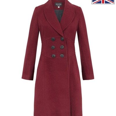 Cappotto da donna con collo arrotolato doppiopetto slim fit__Wine / UK 20/EU 48/US 16