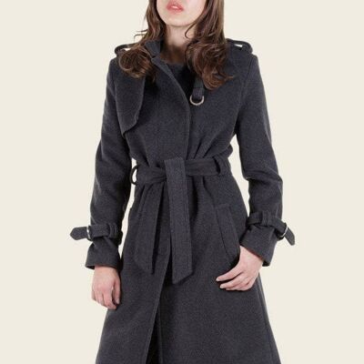 VENTURA - Trench coat sartoriale elegante senza colletto__Grigio / UK 18/EU 46/US 14