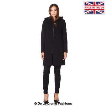 De La Creme - Manteau zippé à capuche en mélange de laine pour femme__Wine / UK 20/EU 48/US 16 2