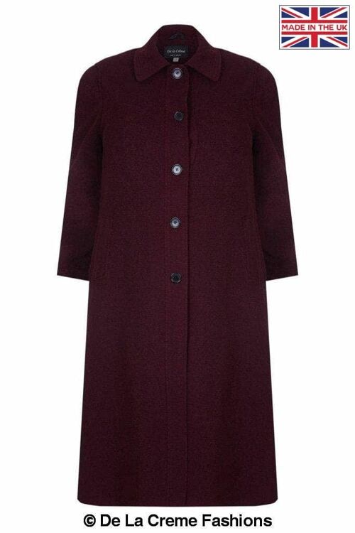 Womens Wool & Cashmere Blend Plus Size Long Coat__Wine / UK 24/EU 52/US 20