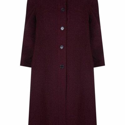 Manteau long en laine et cachemire mélangés grande taille pour femmes__Wine / UK 24/EU 52/US 20