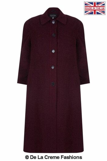 Manteau long en laine et cachemire mélangés grande taille pour femmes__Wine / UK 24/EU 52/US 20 1