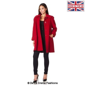 De La Creme - Manteau Swing Femme__Rouge / UK 26/EU 54/US 22 1