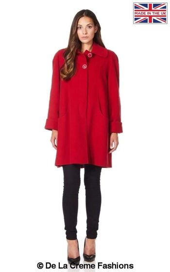 De La Creme - Manteau Swing Femme__Rouge / UK 26/EU 54/US 22 2