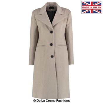 De La Creme - Manteau d'hiver long en mélange de mohair pour femme__Silver / UK 20/EU 48/US 16 1